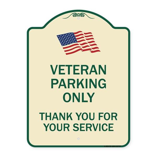 Veteran Parking Thank You for Your Service Heavy-Gauge Aluminum Sign, 24" x 18", TG-1824-22737